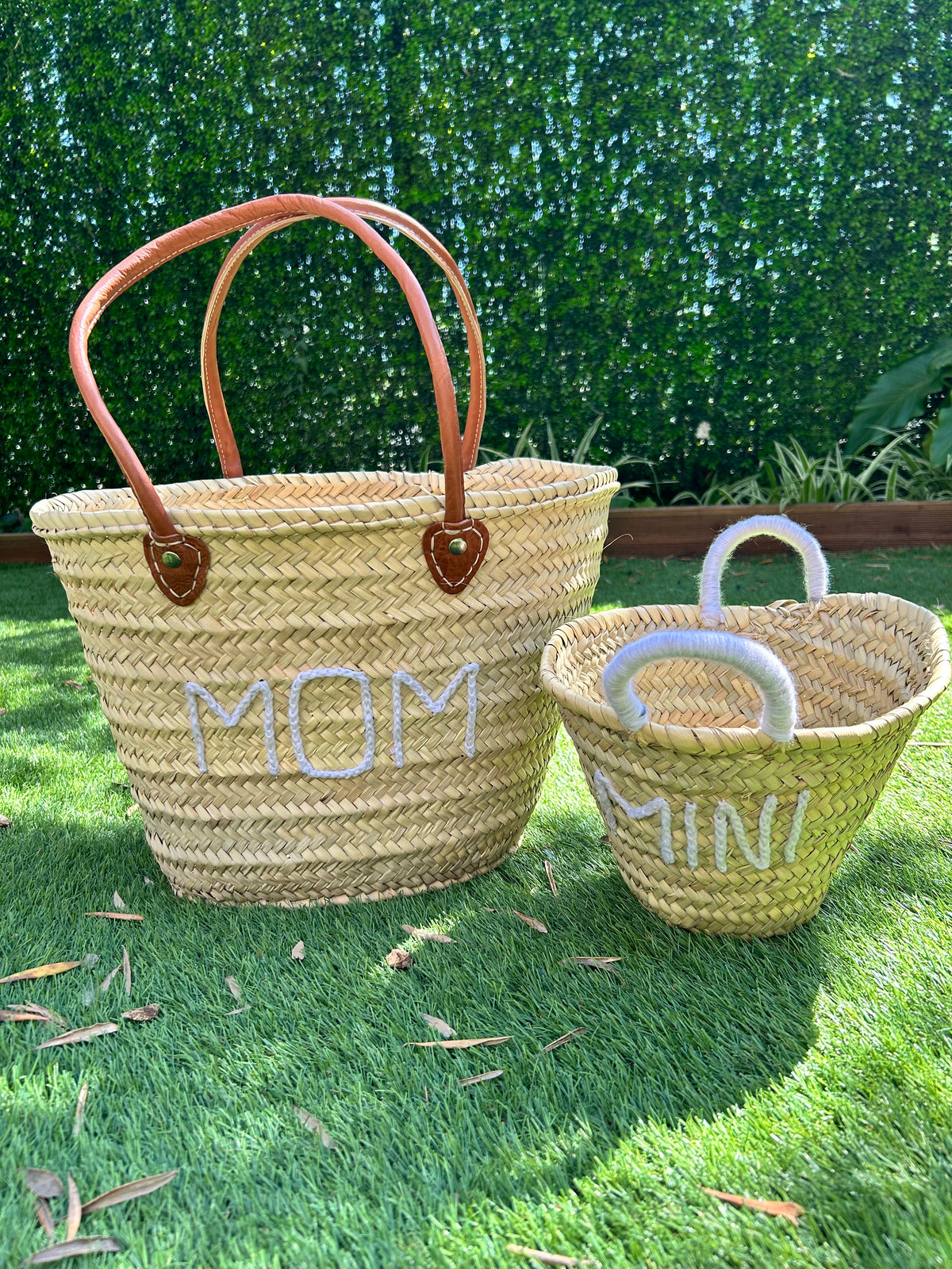 Duo de paniers "Mom & Mini" – Panier en paille